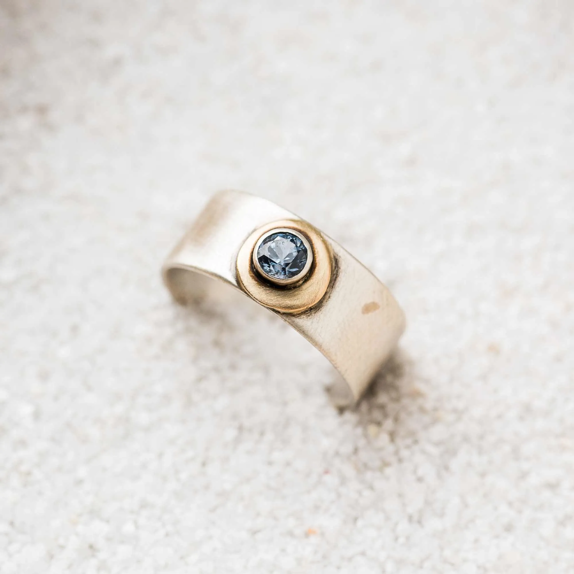Montana Sapphire Freeform Ring on Cigar Band