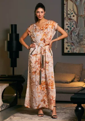 Moth printed long kaftan