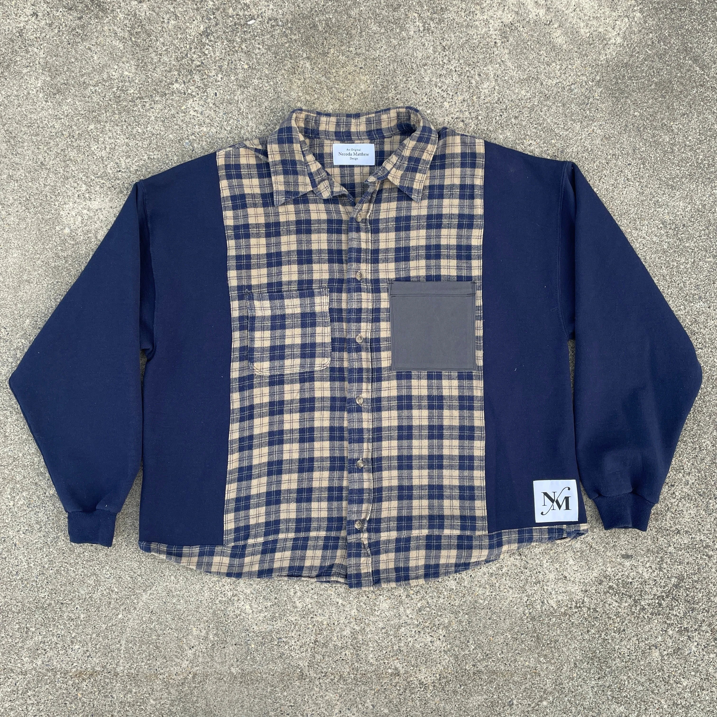Navy Nonsense Flannel Sweatshirt Hybrid