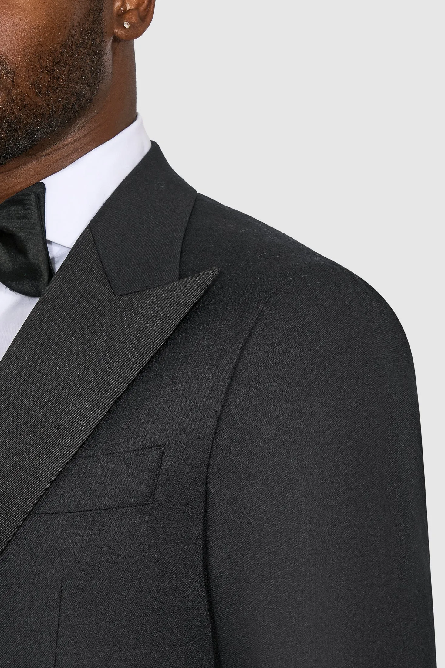 New SUITREVIEW Elmhurst Black Light Flannel Wide Peak Tuxedo - Size 40L, 42R (Other Sizes Special Order)