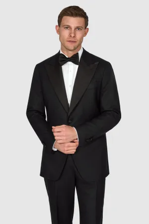 New SUITREVIEW Elmhurst Black Light Flannel Wide Peak Tuxedo - Size 40L, 42R (Other Sizes Special Order)