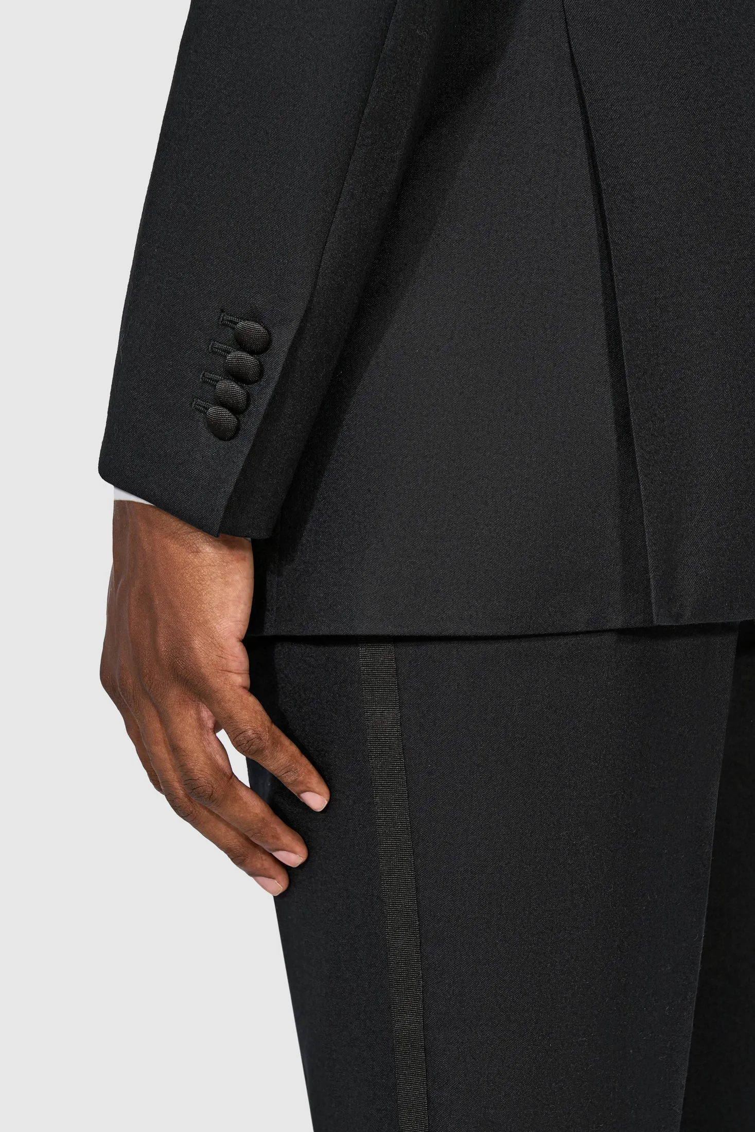 New SUITREVIEW Elmhurst Black Light Flannel Wide Peak Tuxedo - Size 40L, 42R (Other Sizes Special Order)