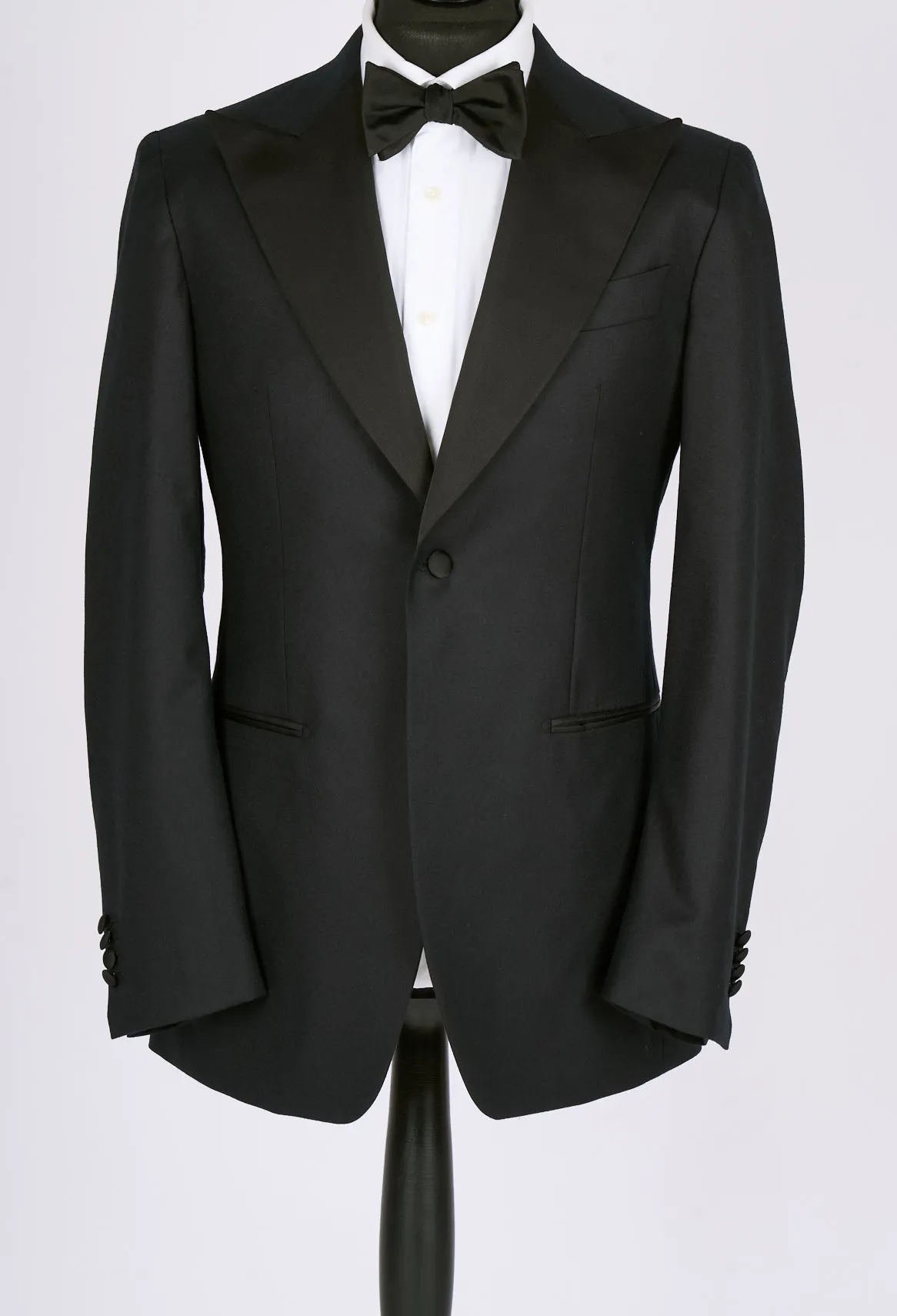 New SUITREVIEW Elmhurst Black Light Flannel Wide Peak Tuxedo - Size 40L, 42R (Other Sizes Special Order)