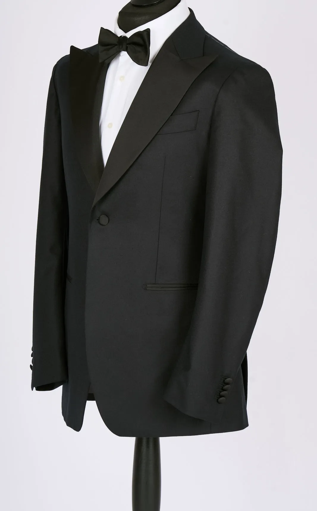 New SUITREVIEW Elmhurst Black Light Flannel Wide Peak Tuxedo - Size 40L, 42R (Other Sizes Special Order)