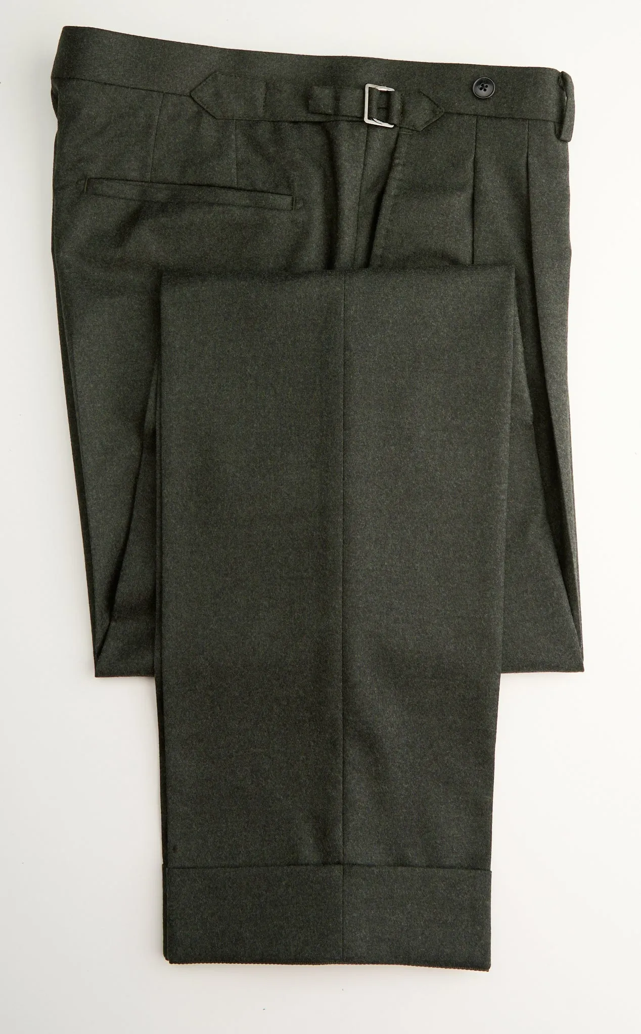 New SUITREVIEW Elmhurst Forest Green Pure Wool Flannel DB Suit - Size 44S (Flat Front) (FINAL SALE)