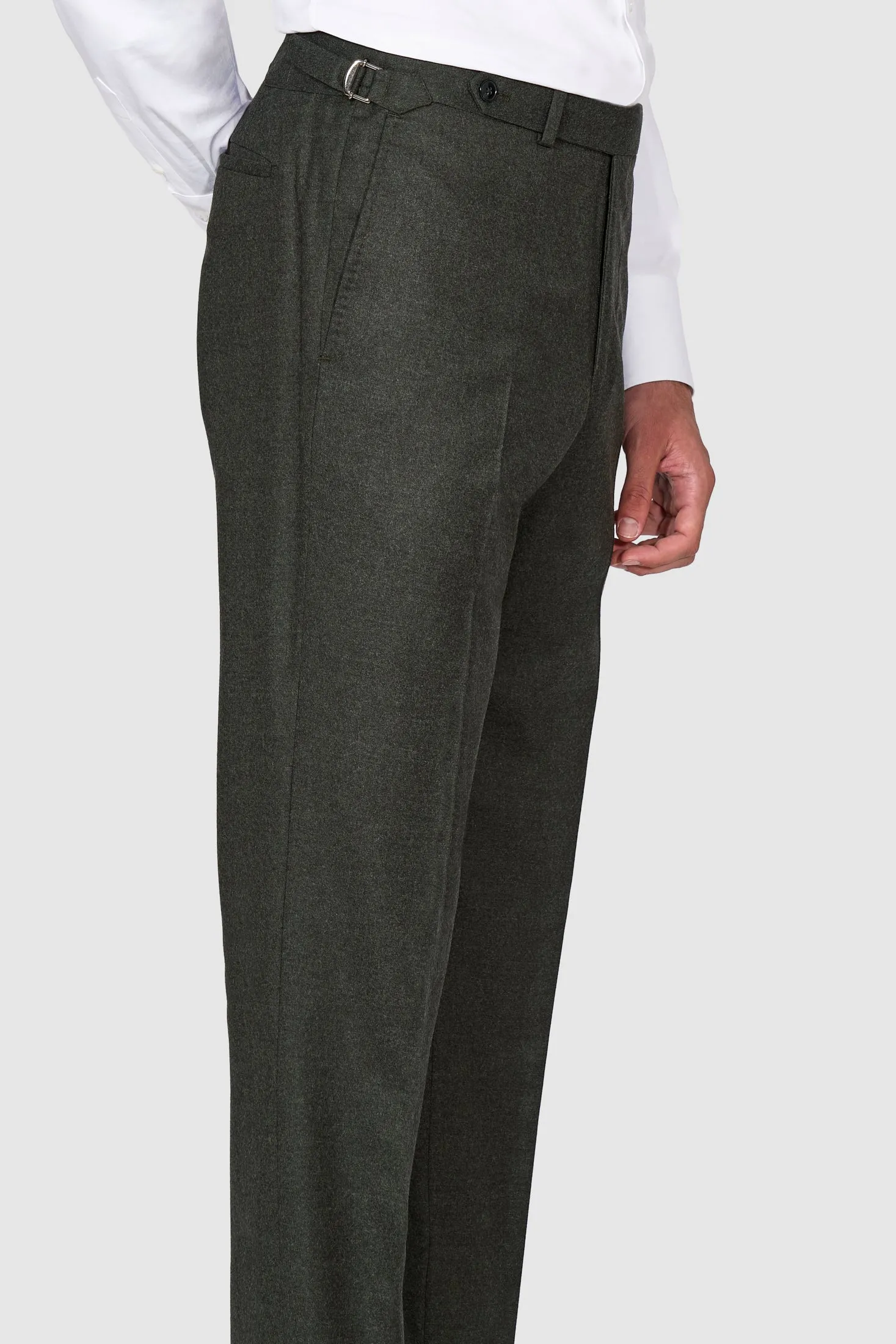 New SUITREVIEW Elmhurst Forest Green Pure Wool Flannel DB Suit - Size 44S (Flat Front) (FINAL SALE)