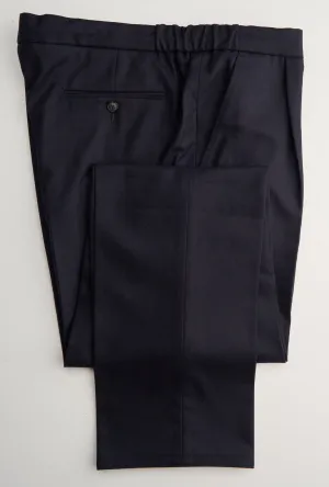 New Suitsupply Ames Pleat Navy Blue Pure Flannel Drawstring Pants - All Sizes Available (Extra Slim Fit)