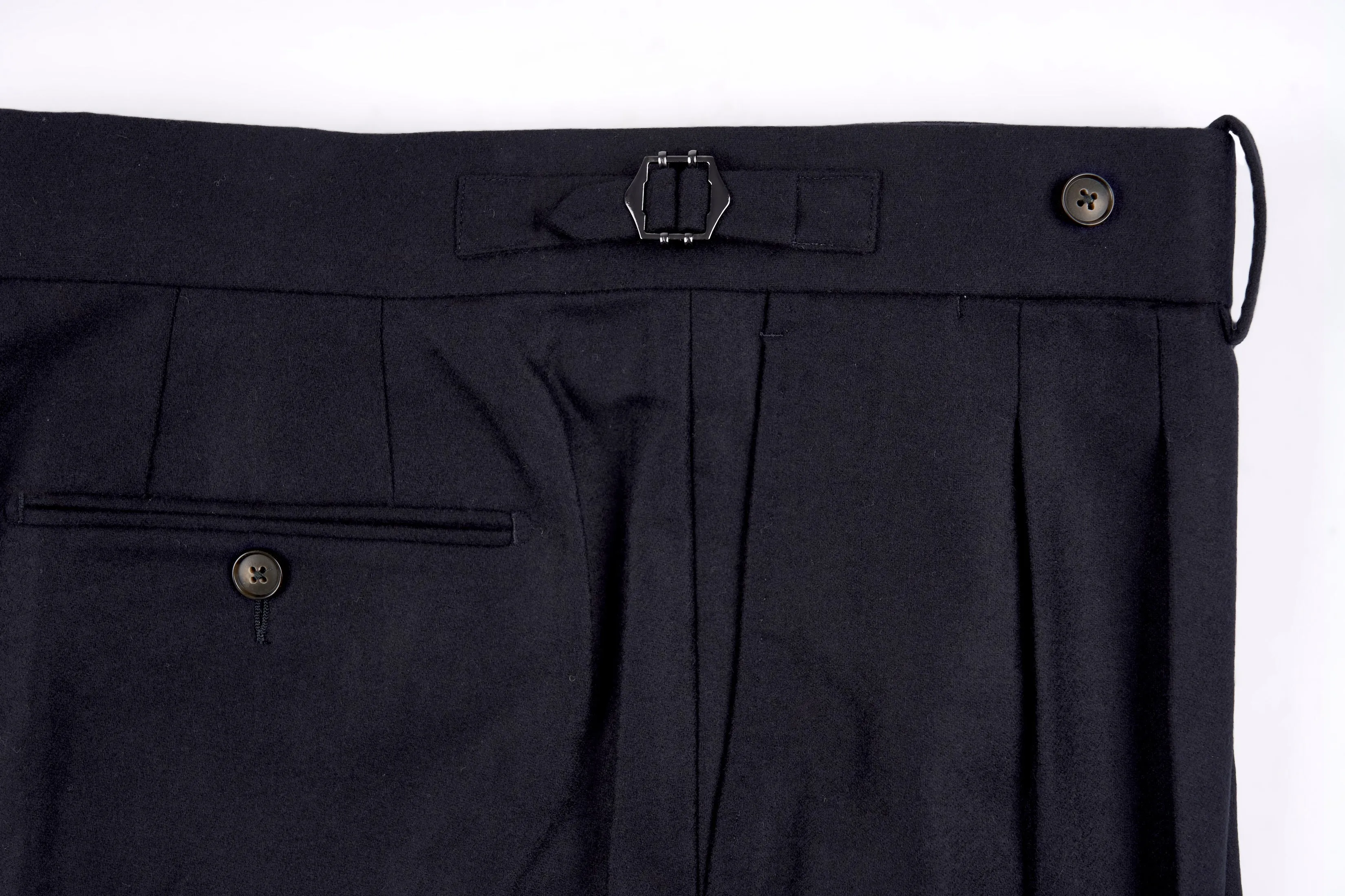 New Suitsupply Braddon Navy Blue Circular Wool Flannel Pants - Waist Size 34, 36, 38