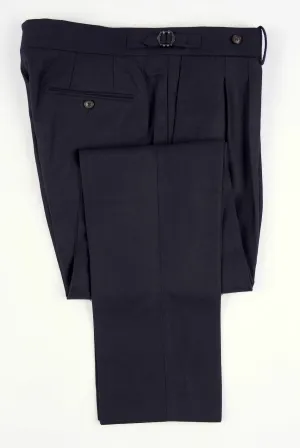New Suitsupply Braddon Navy Blue Circular Wool Flannel Pants - Waist Size 34, 36, 38