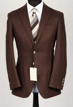 New Suitsupply Havana Chocolate Brown Circular Wool Flannel Suit - Size 36R (Final Sale)