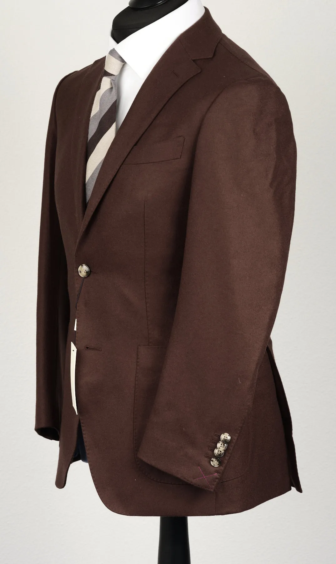 New Suitsupply Havana Chocolate Brown Circular Wool Flannel Suit - Size 36R (Final Sale)