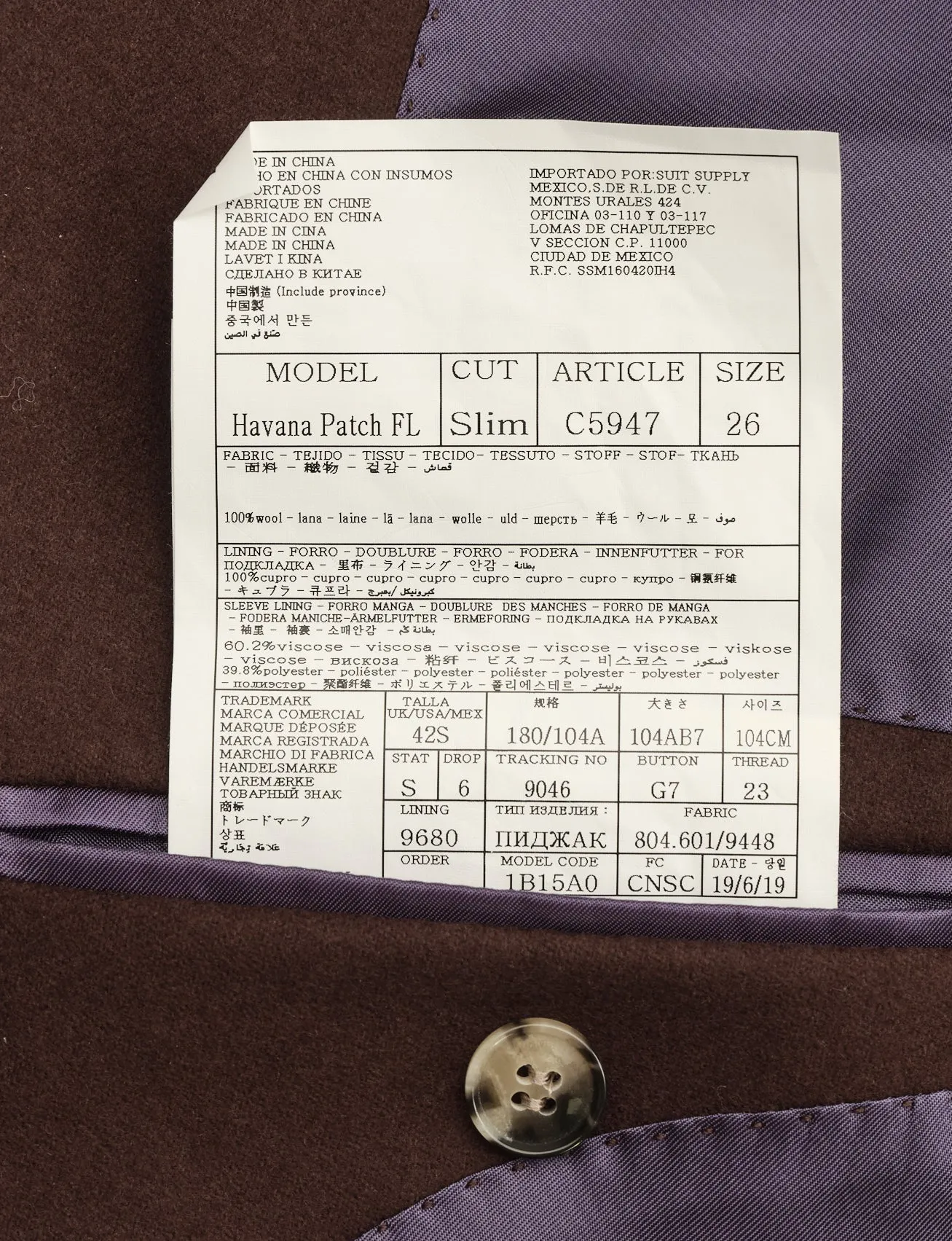 New Suitsupply Havana Chocolate Brown Circular Wool Flannel Suit - Size 36R (Final Sale)