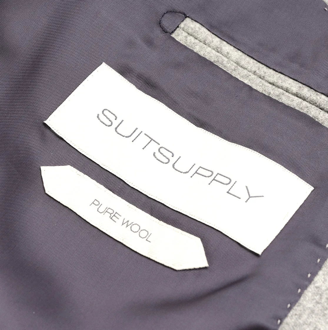 New Suitsupply Havana Light Gray Circular Wool Flannel Suit - Size 42S