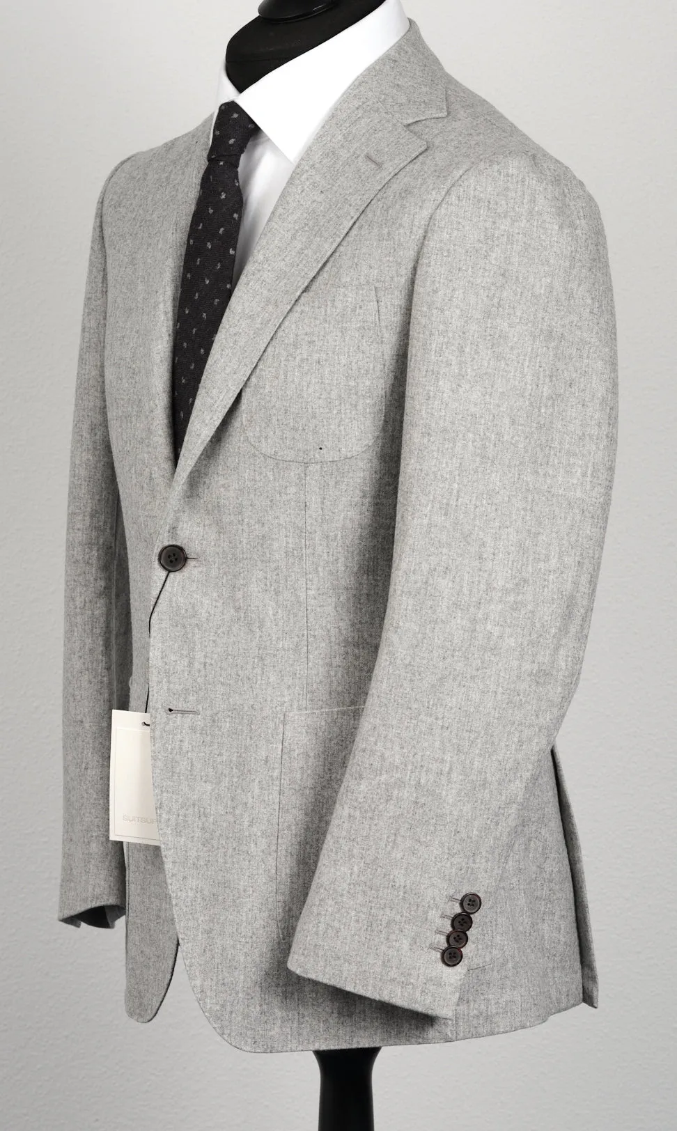 New Suitsupply Havana Light Gray Circular Wool Flannel Suit - Size 42S