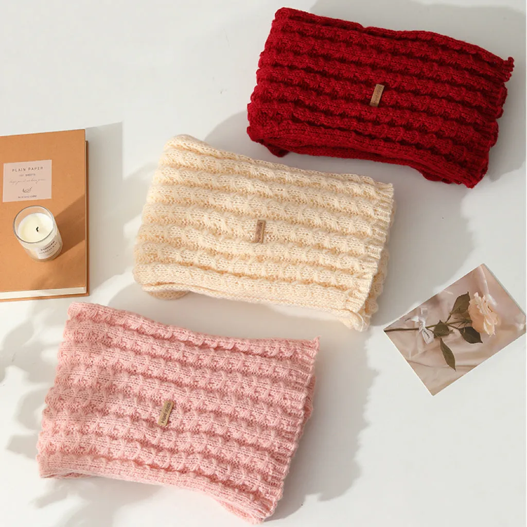 New Winter Knitted Scarf for Female Students, Solid Color, Internet-Famous, with High-End Korean Style and Thickened Woolen Muffler.C-241125-2