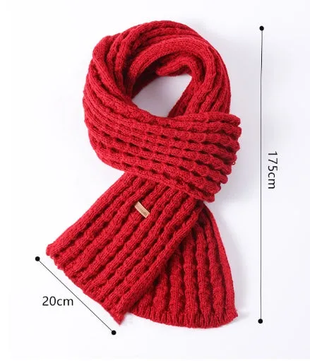 New Winter Knitted Scarf for Female Students, Solid Color, Internet-Famous, with High-End Korean Style and Thickened Woolen Muffler.C-241125-2