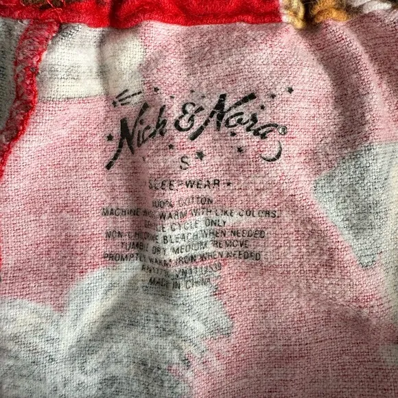 Nick &amp; Nora Flannel Pajama Set Dog Breeds Milk Bone Top &amp; Pants Size S Dog Lover