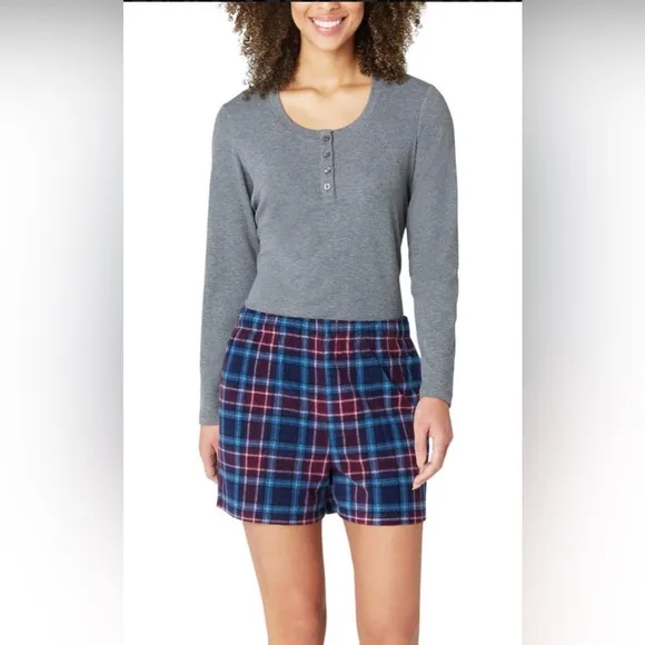 NWT pj set Eddie bower 3 set pj set waffle flannel grey purple and blue.sz XXL