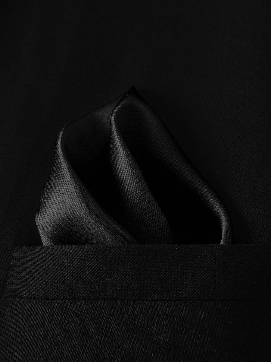 NZ Bridal Black Satin Pocket Square Men's Wedding Accessories