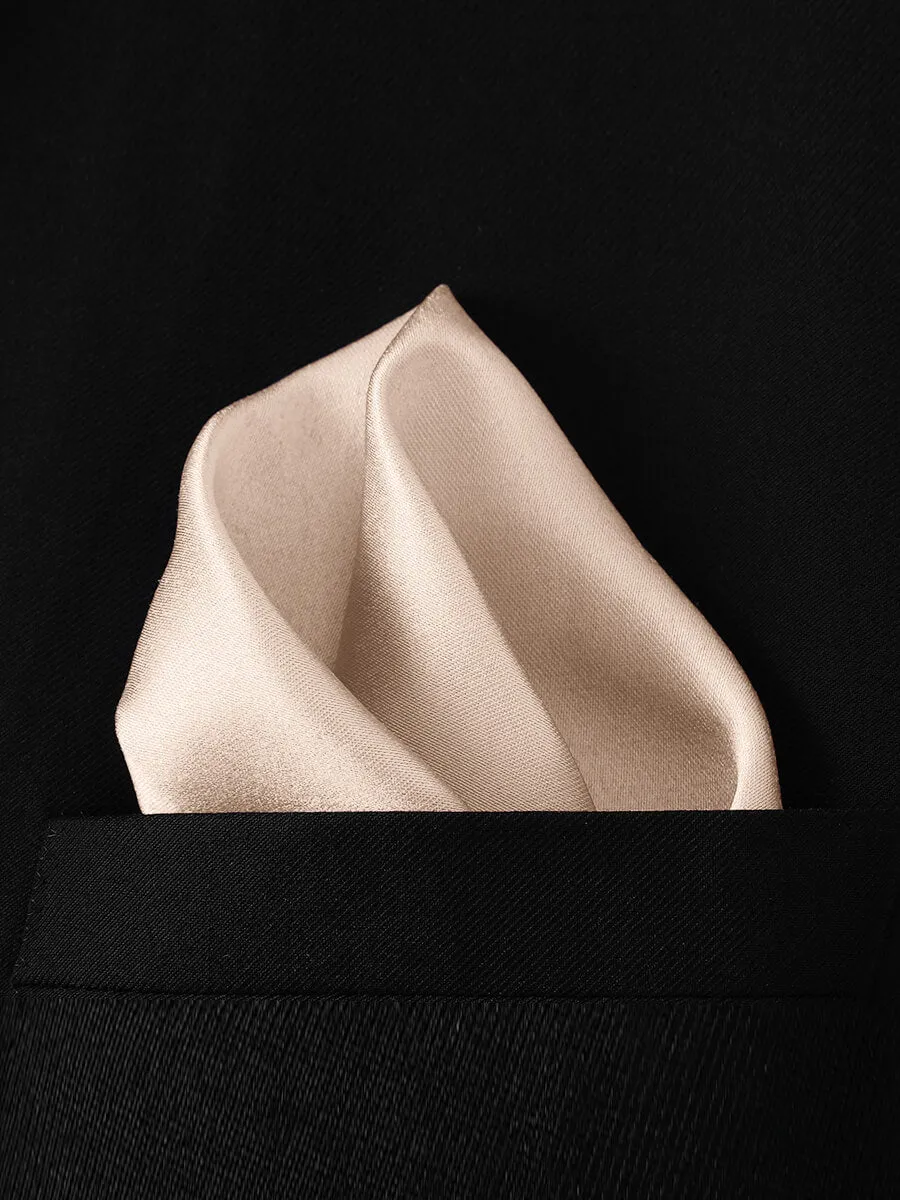 NZ Bridal Champagne Satin Pocket Square Men's Wedding Accessories