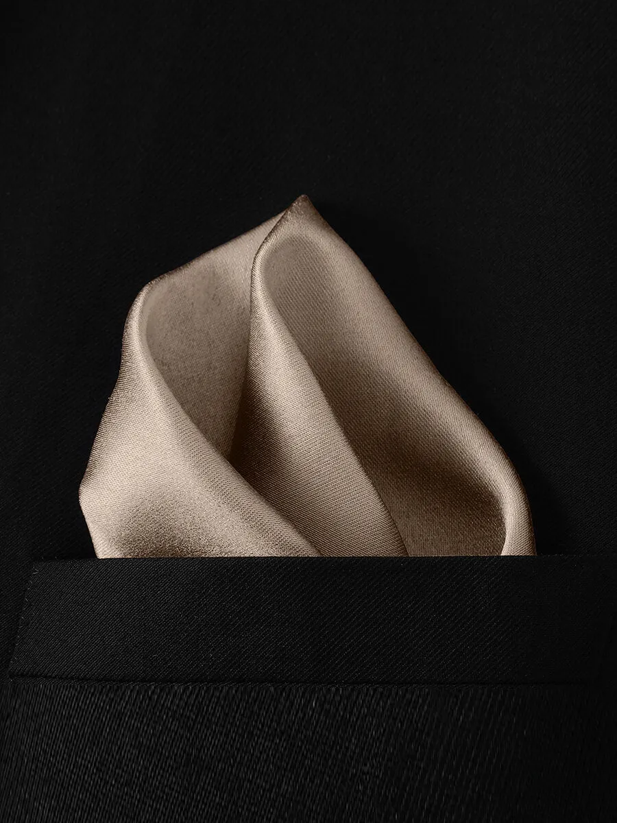 NZ Bridal Taupe Satin Pocket Square Men's Wedding Accessories