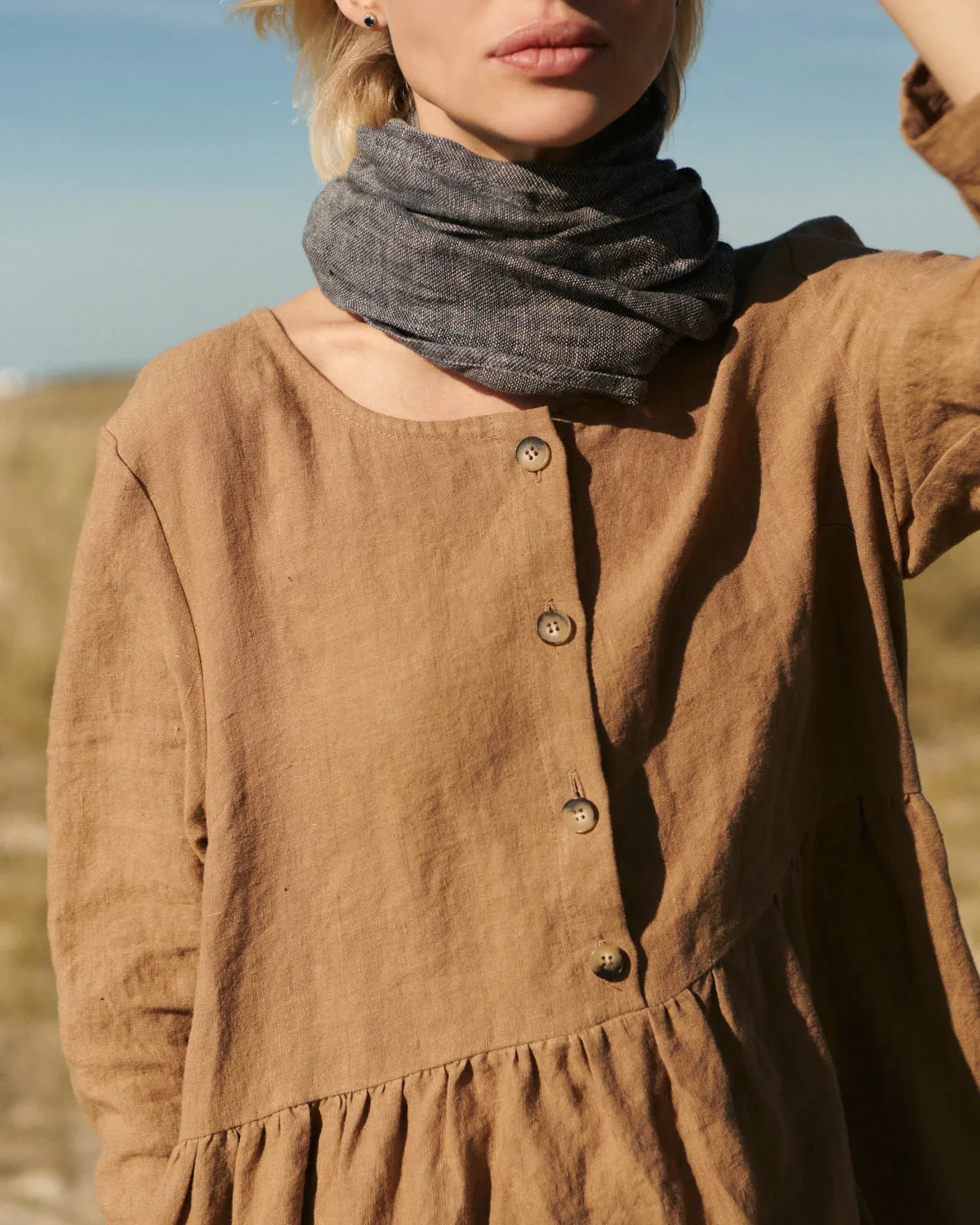 Olivia - Linen Dress in Brown