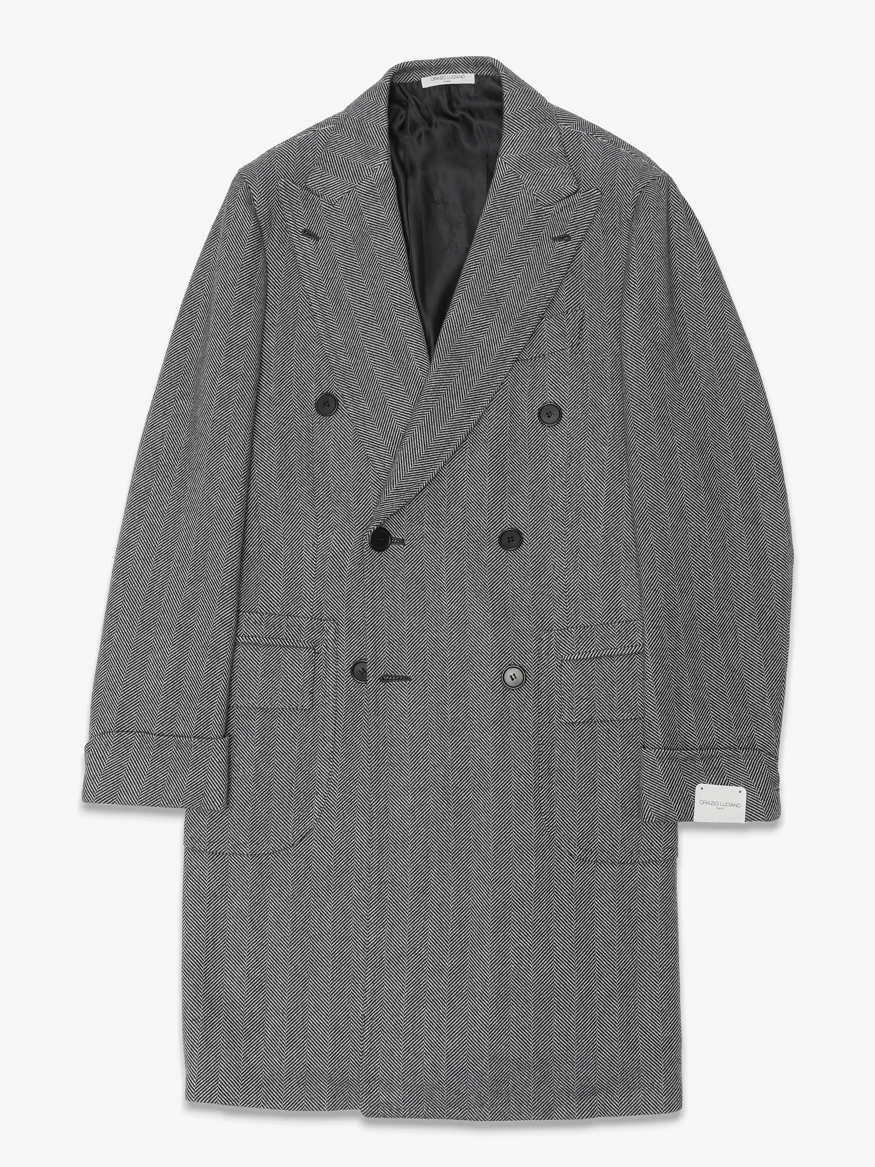 Orazio Luciano x Enis İnci - Handcrafted Double-Breasted Herringbone Coat