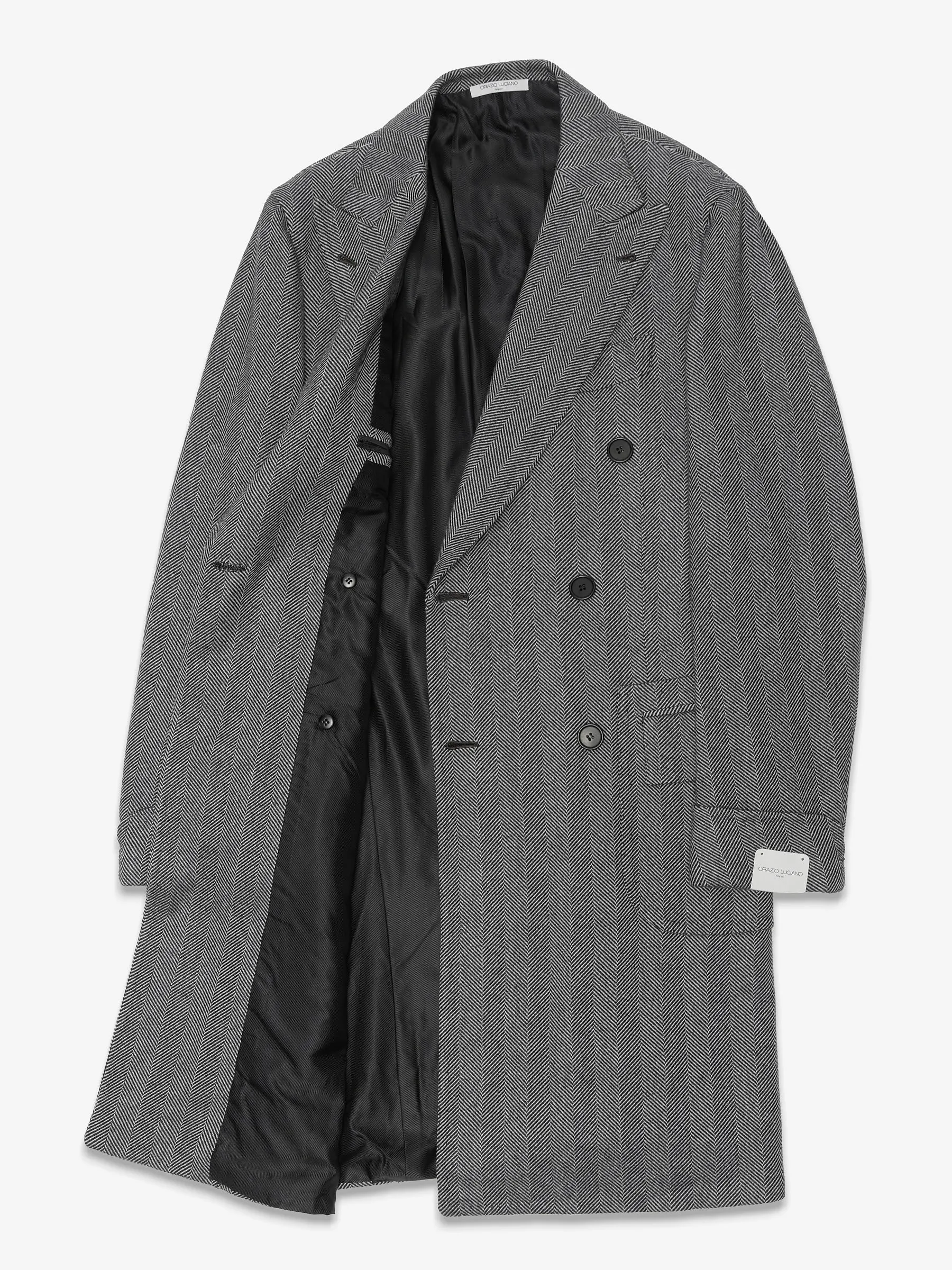 Orazio Luciano x Enis İnci - Handcrafted Double-Breasted Herringbone Coat