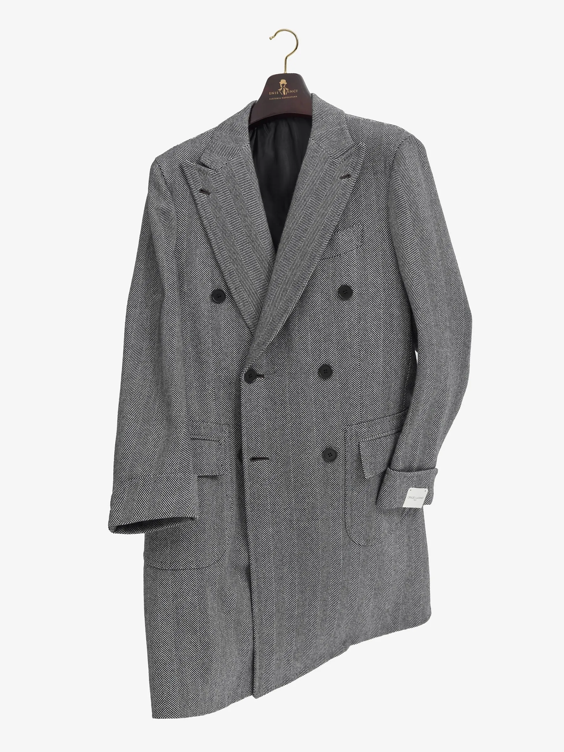 Orazio Luciano x Enis İnci - Handcrafted Double-Breasted Herringbone Coat