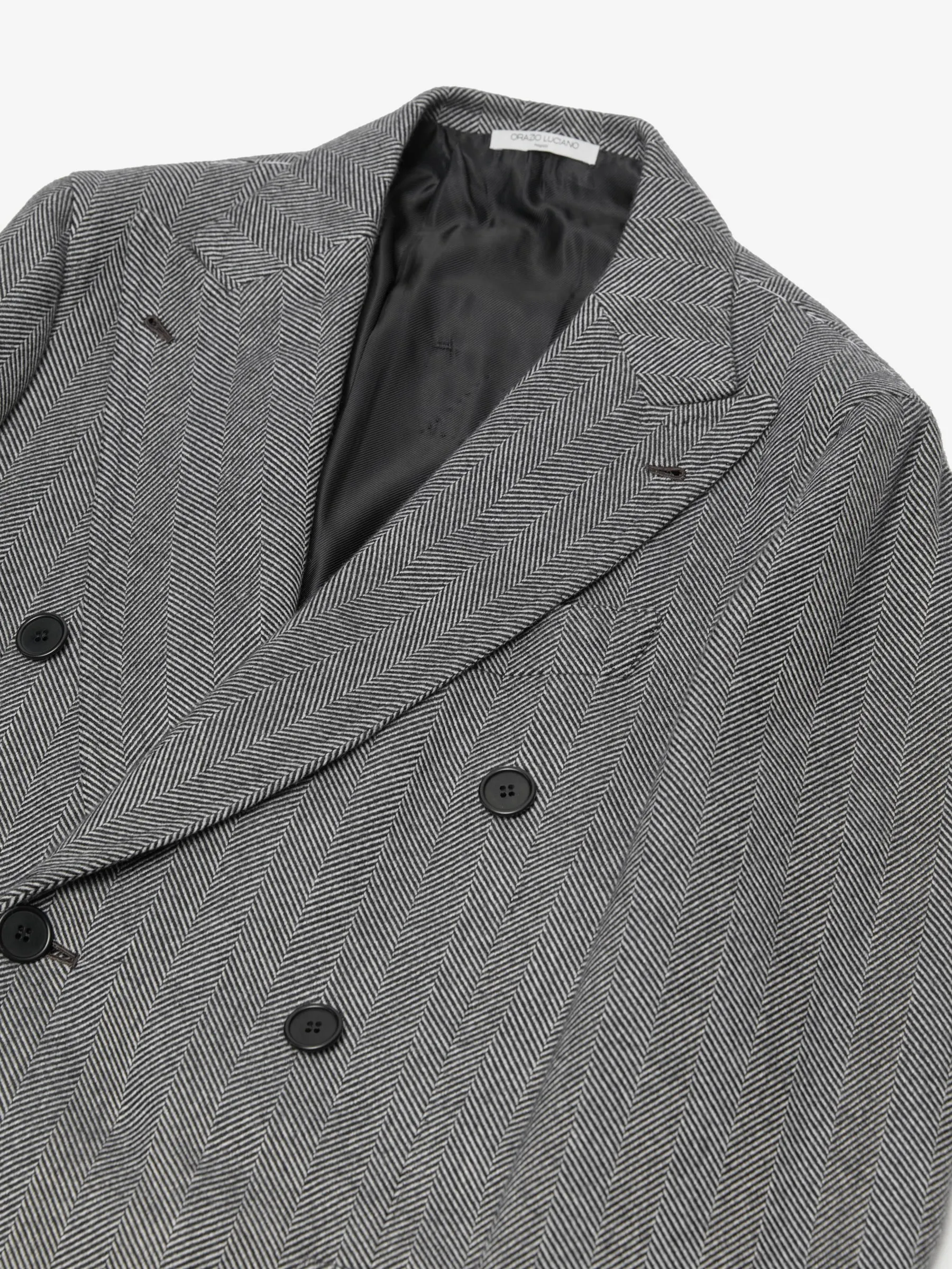Orazio Luciano x Enis İnci - Handcrafted Double-Breasted Herringbone Coat