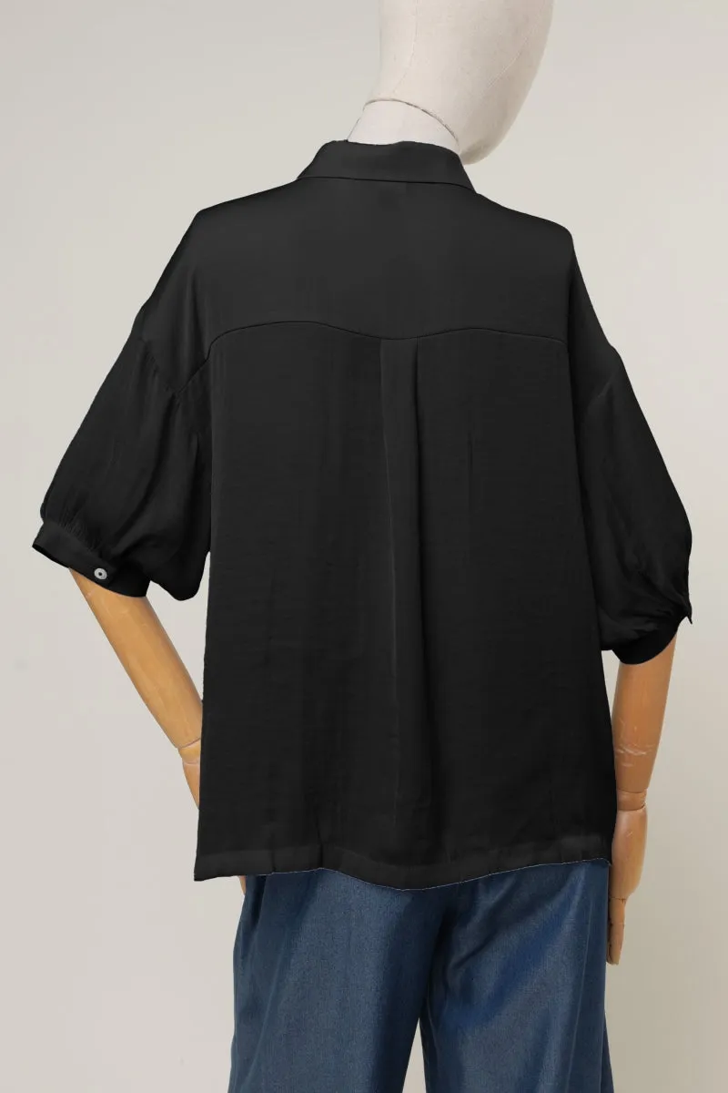 Oversized Boxy Shirt With Front Patch Pockets