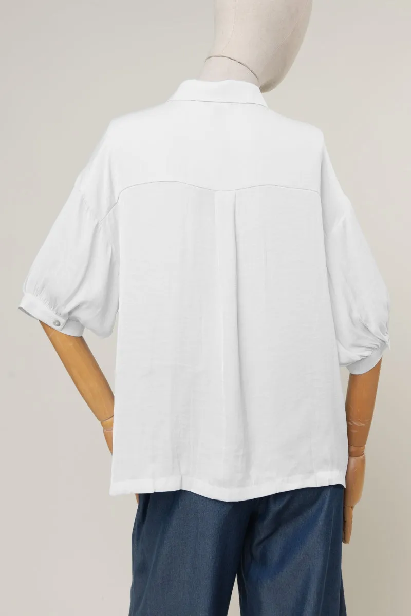 Oversized Boxy Shirt With Front Patch Pockets