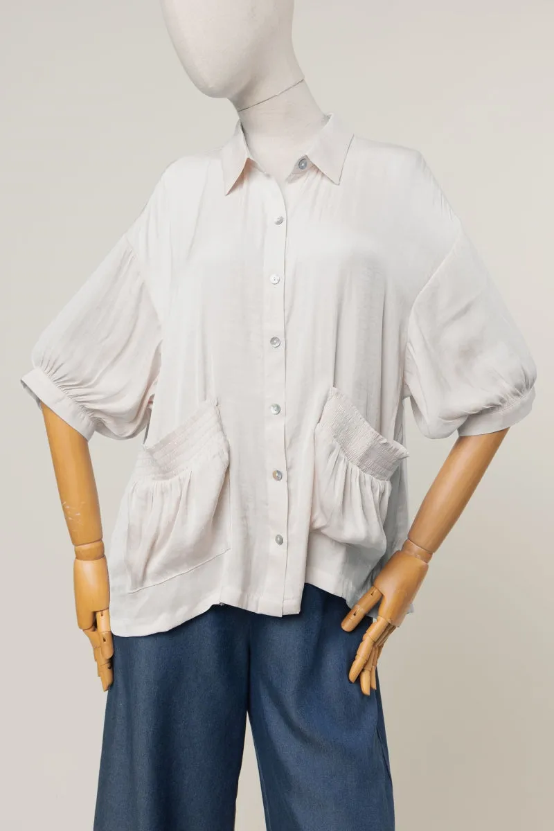 Oversized Boxy Shirt With Front Patch Pockets