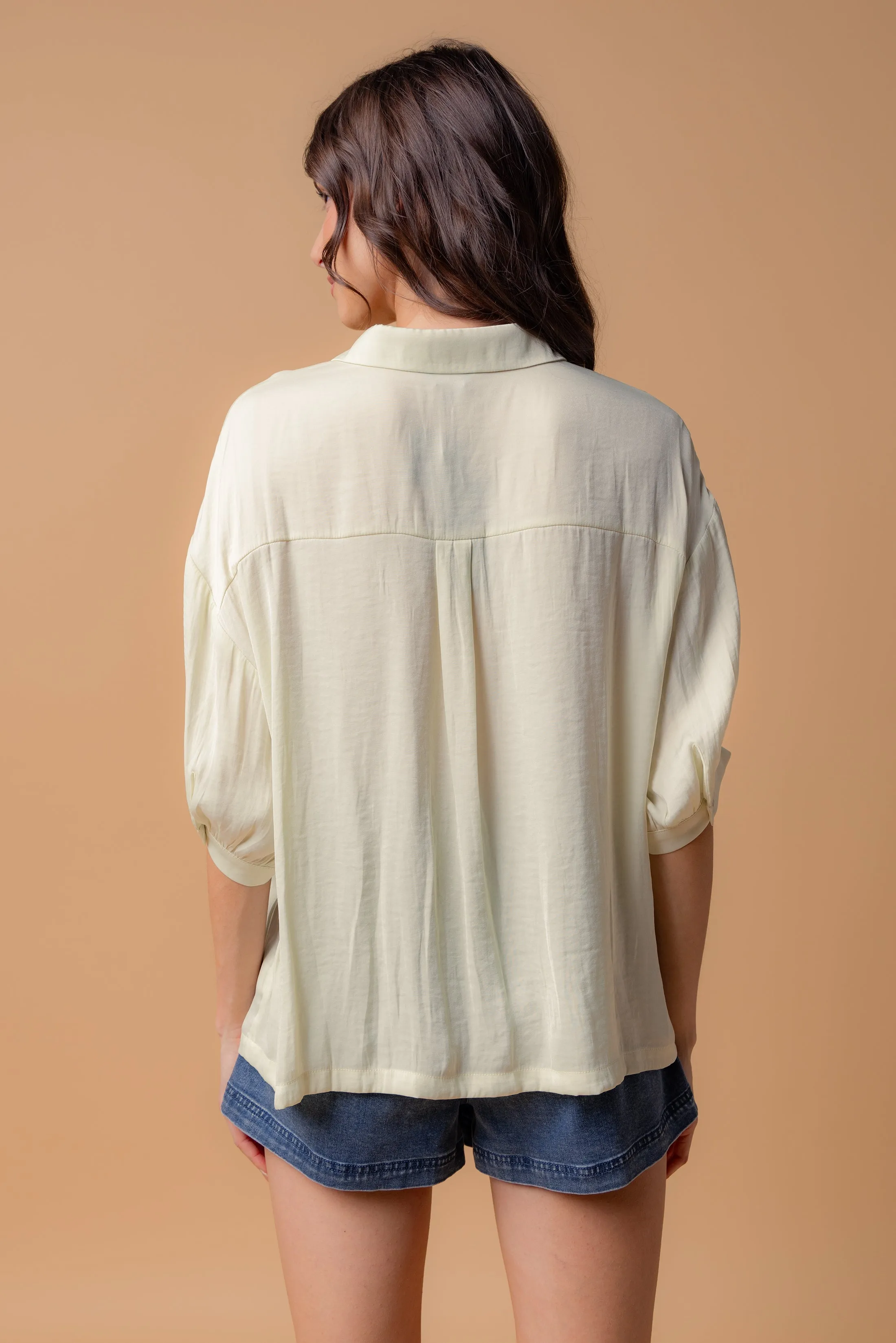 Oversized Boxy Shirt With Front Patch Pockets