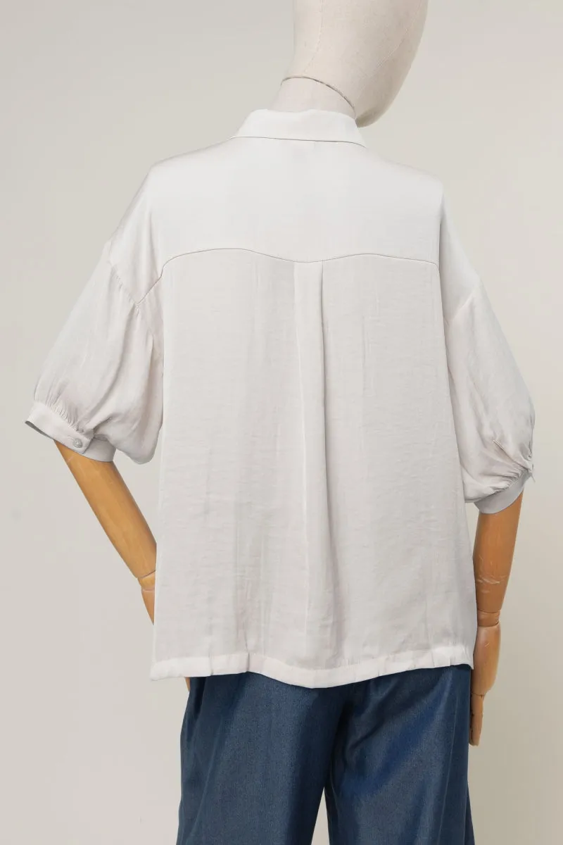 Oversized Boxy Shirt With Front Patch Pockets
