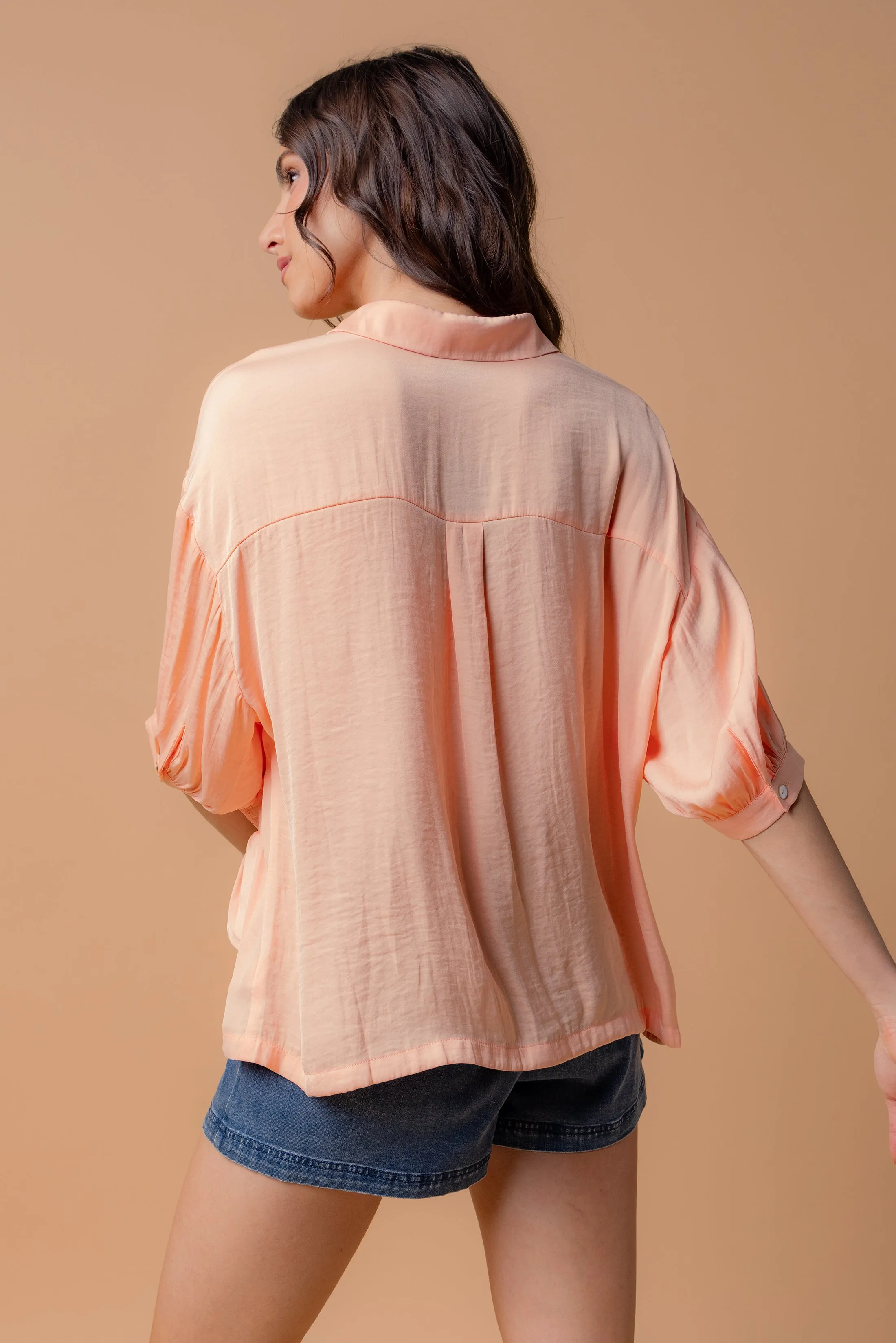 Oversized Boxy Shirt With Front Patch Pockets