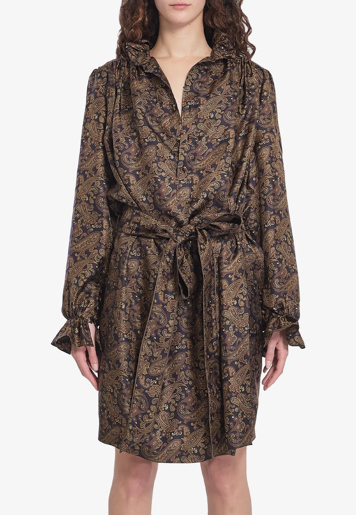 Paisley Print Belted Dress
