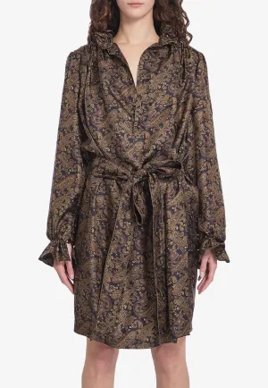 Paisley Print Belted Dress