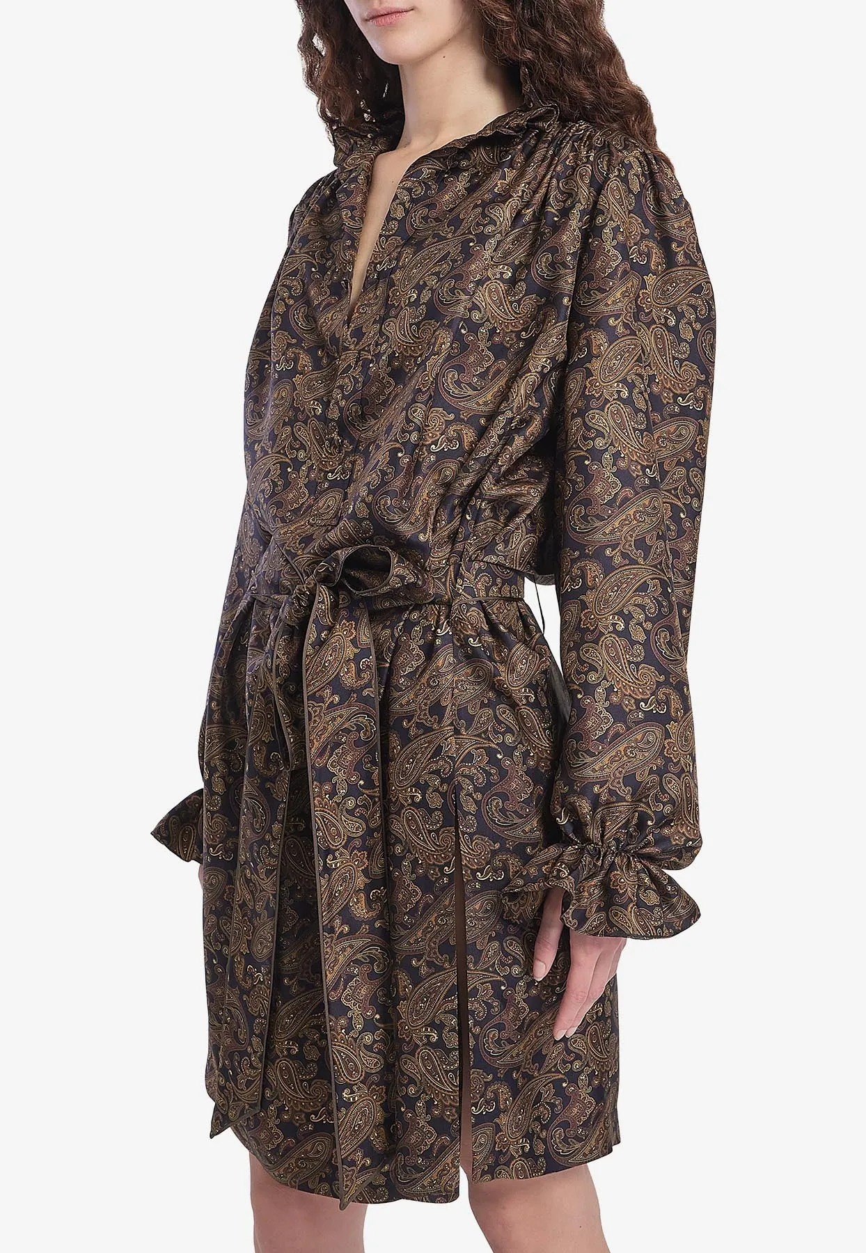 Paisley Print Belted Dress