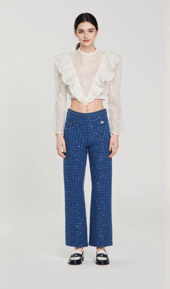Palmira Tweed Trousers in blue