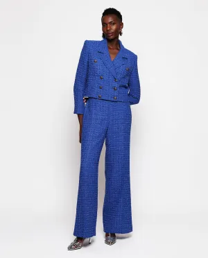 Pantalón azul de tweed brillante