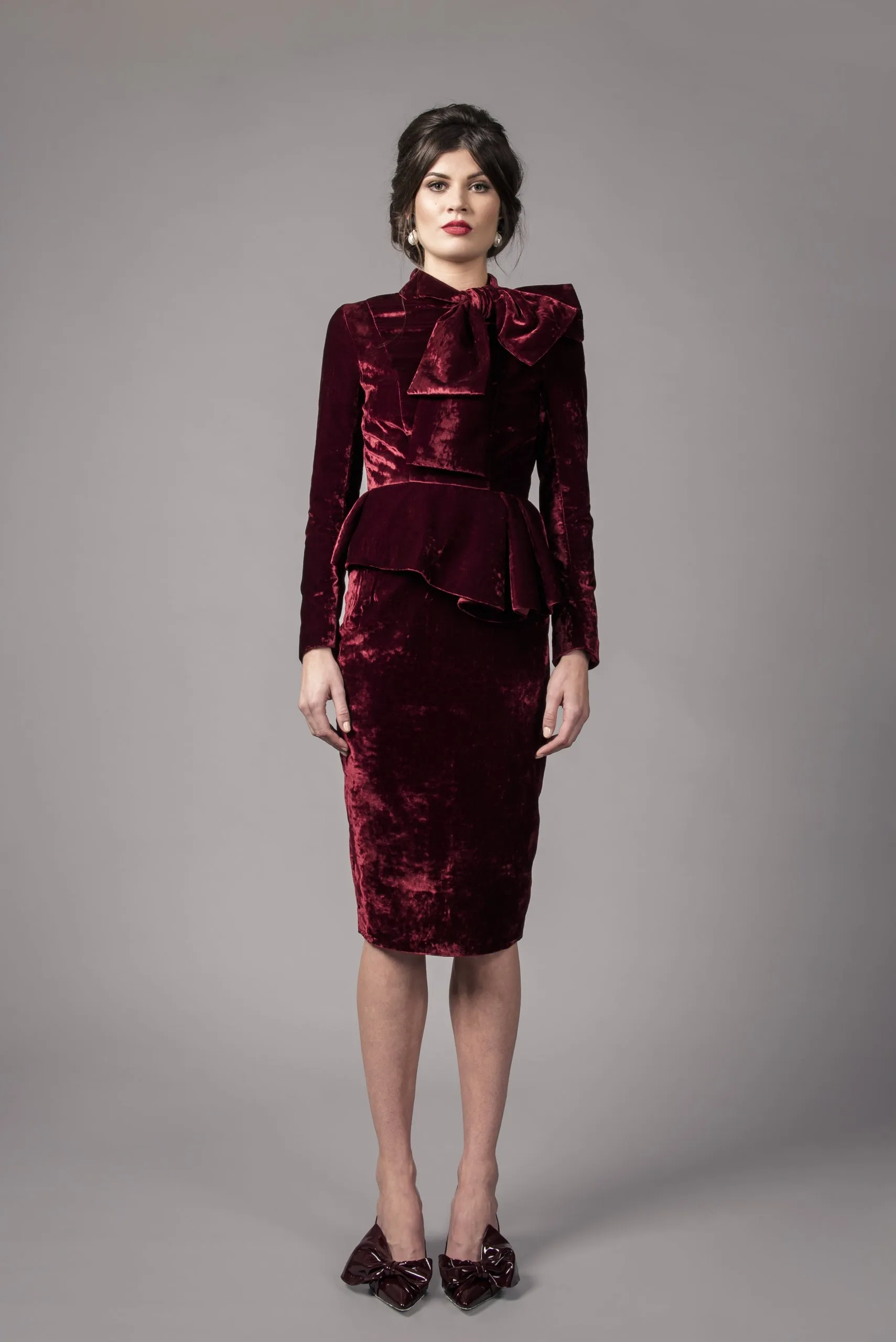 Peplum bow suit - Tweed