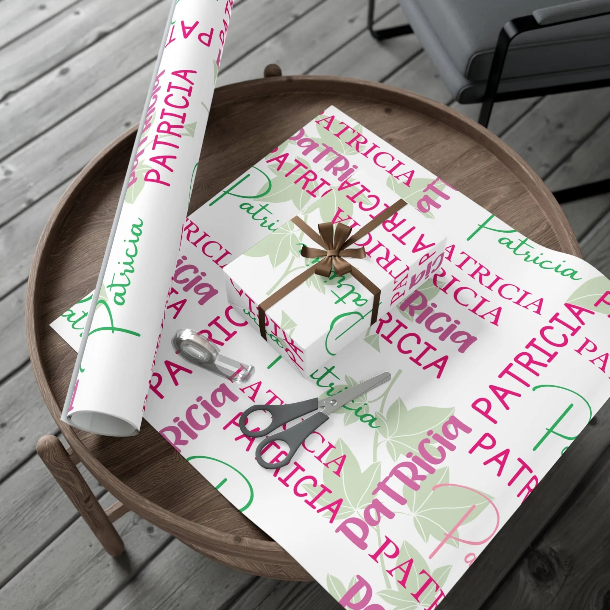 Personalized Pink & Green Wrapping Papers