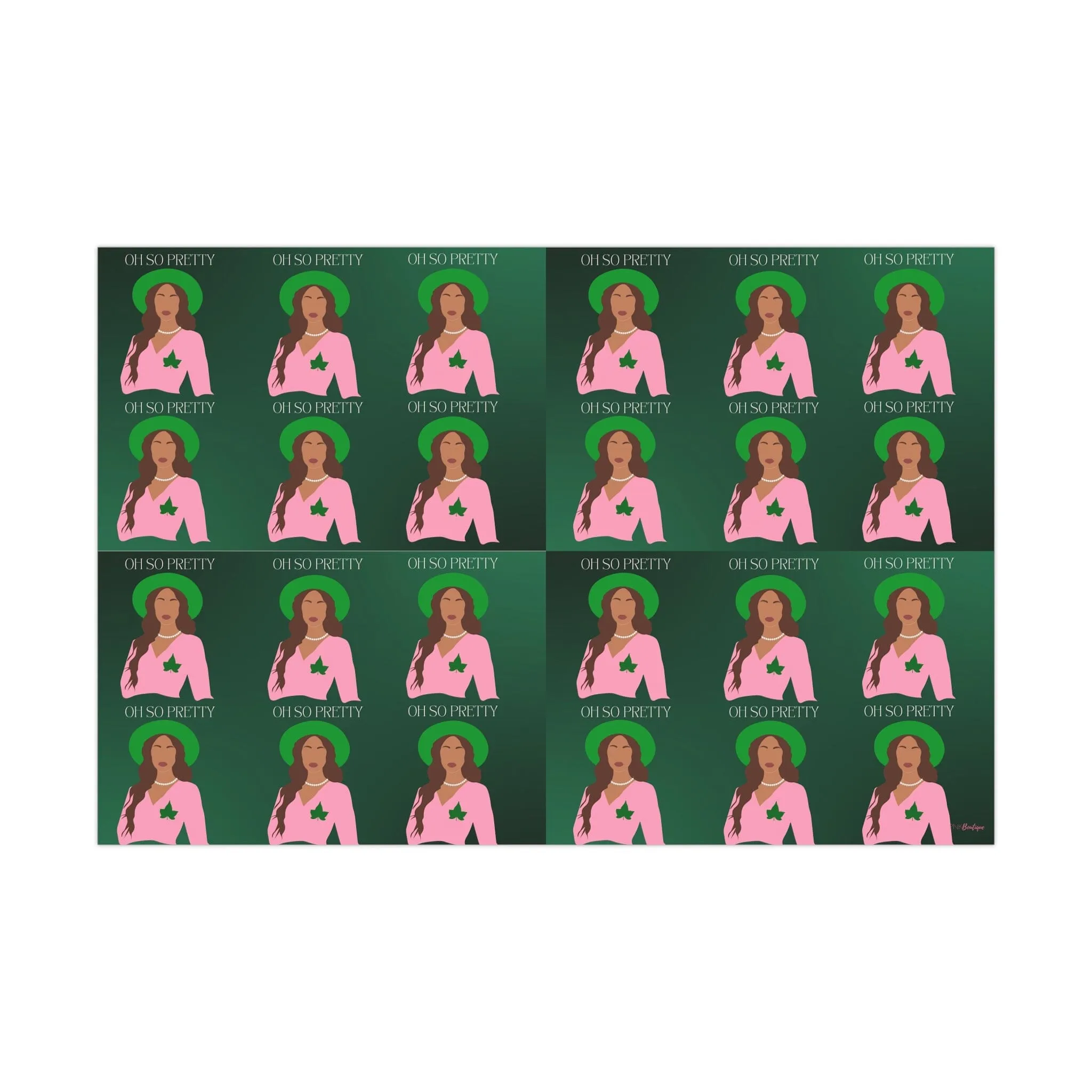 Pink and Green Affair Olivia Personalized Wrapping Paper