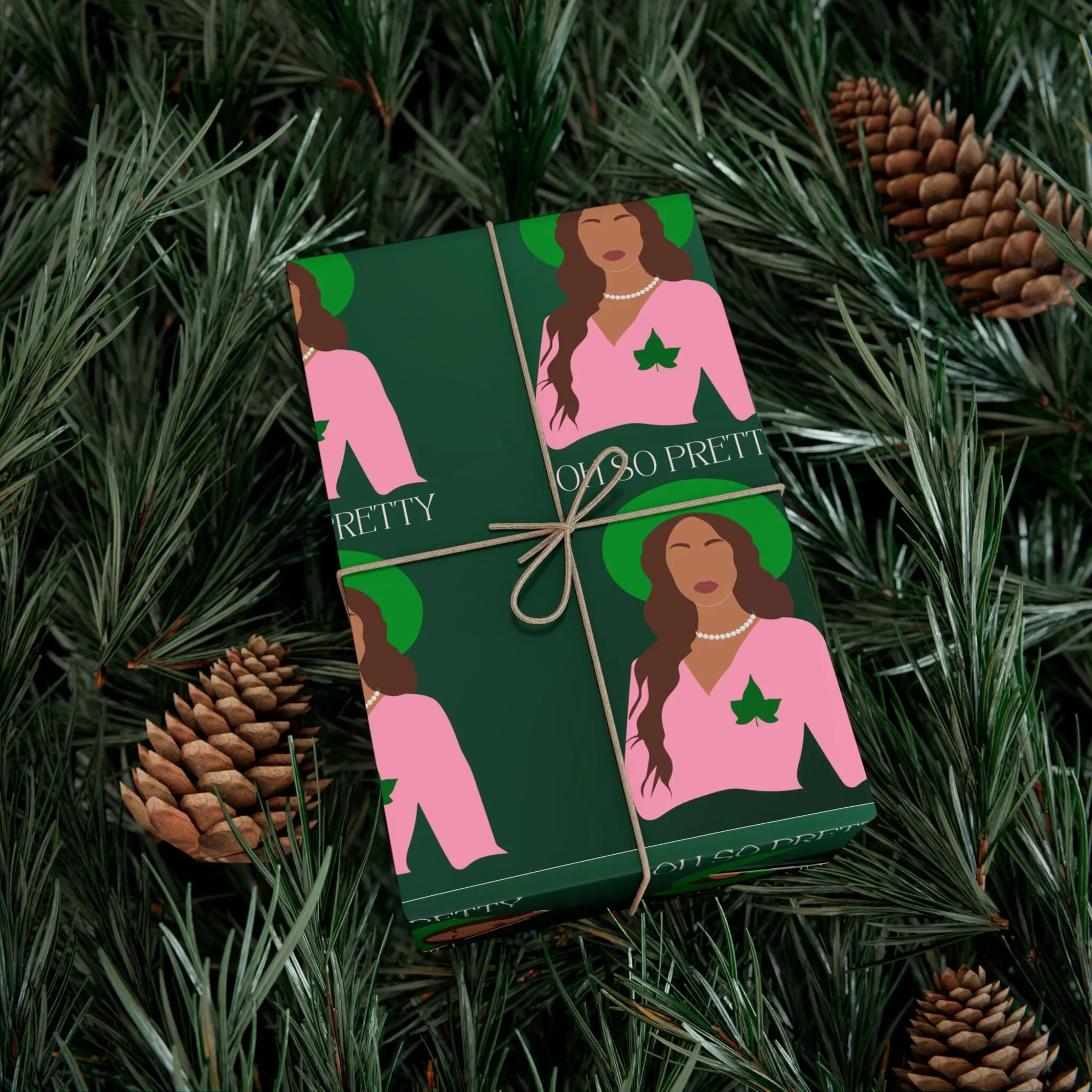 Pink and Green Affair Olivia Personalized Wrapping Paper