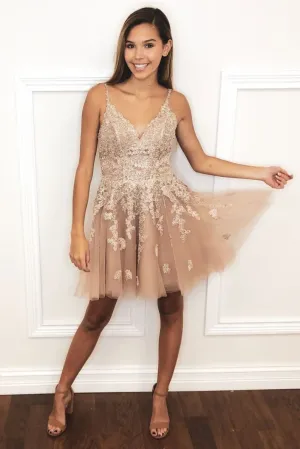 Pink satin short prom dress, pink homecoming dress
