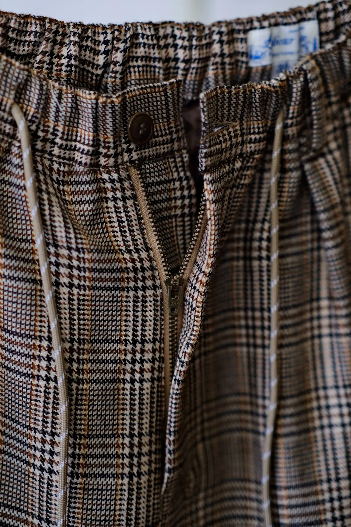 Plaid Wool Tweed Tapered Trousers