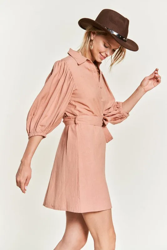 Plus Solid Button Down Dress