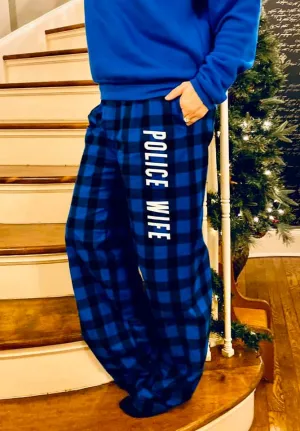 Police Wife Flannel Pants With Pockets (Royal Blue/Black Buffalo) // FINAL SALE