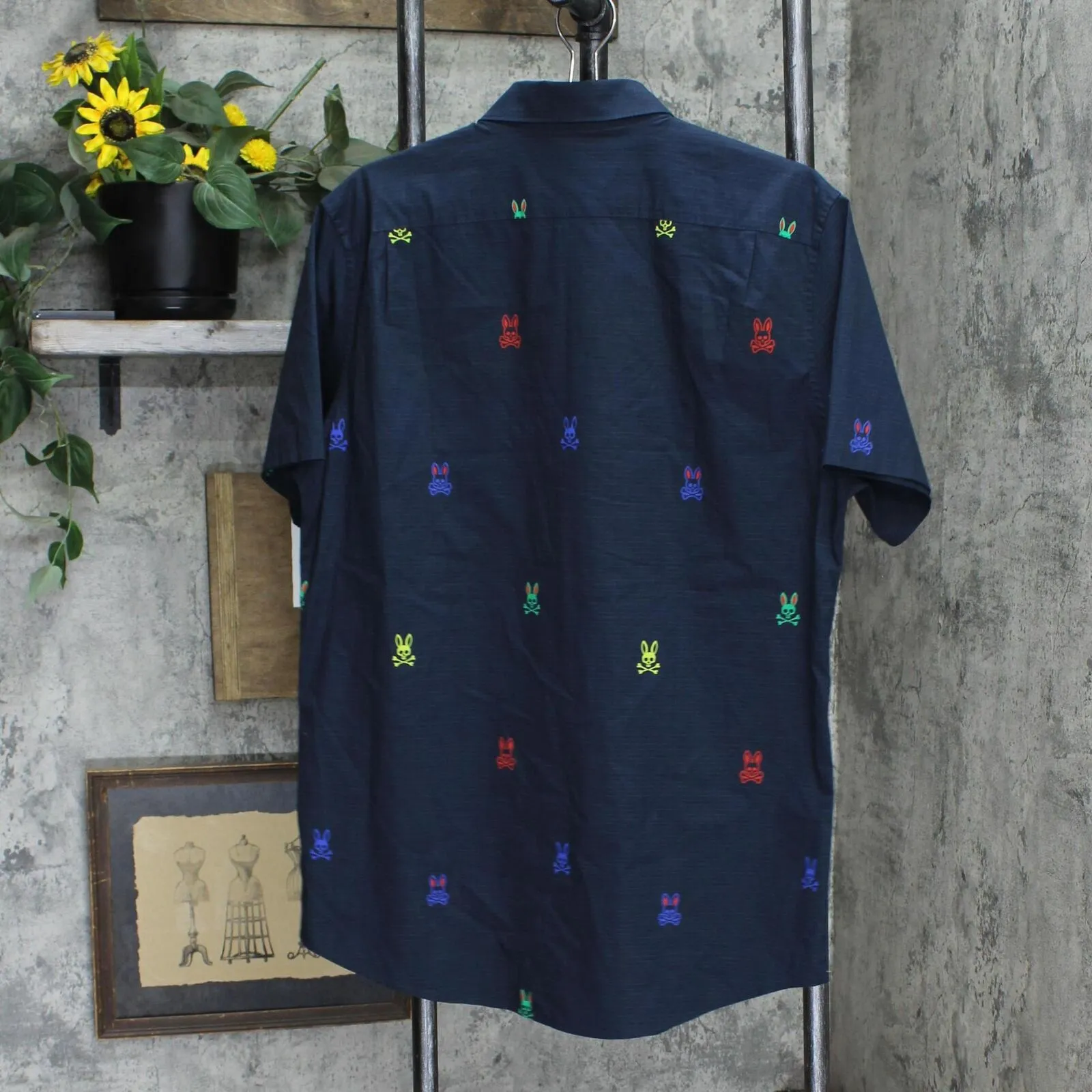 Psycho Bunny Caleb Short Sleeve Cotton Button-Up Shirt B6Q242S1CO